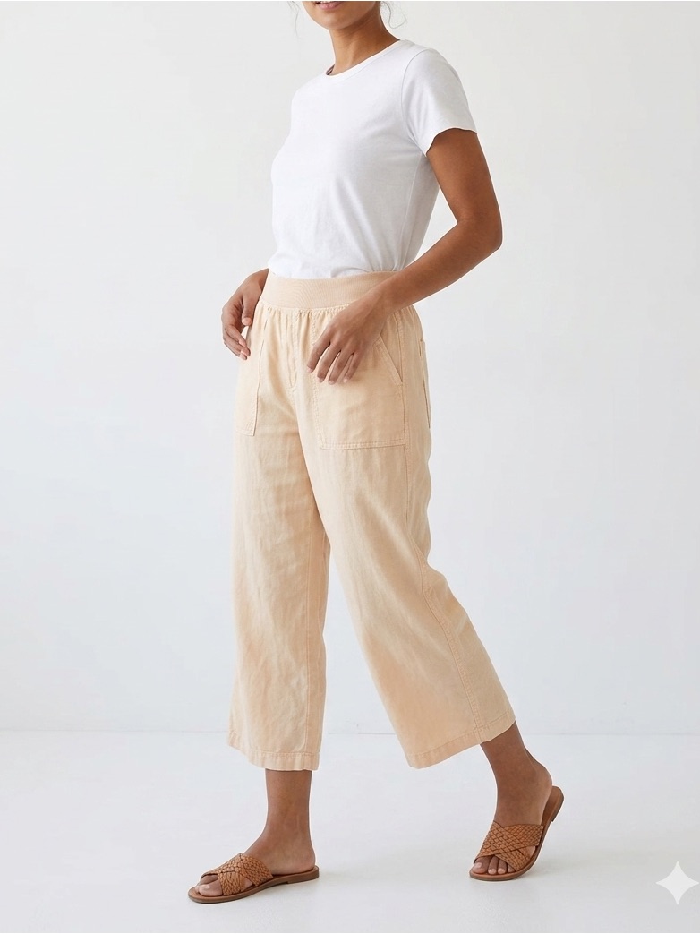 $10 Steal! St. John's Bay Peach Pull-On Cropped Pants Comfy Casual Capris